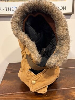 Carhartt Hood Mens One Size Brown Duck Canvas Fur Snap Insulated 968QH Workwear